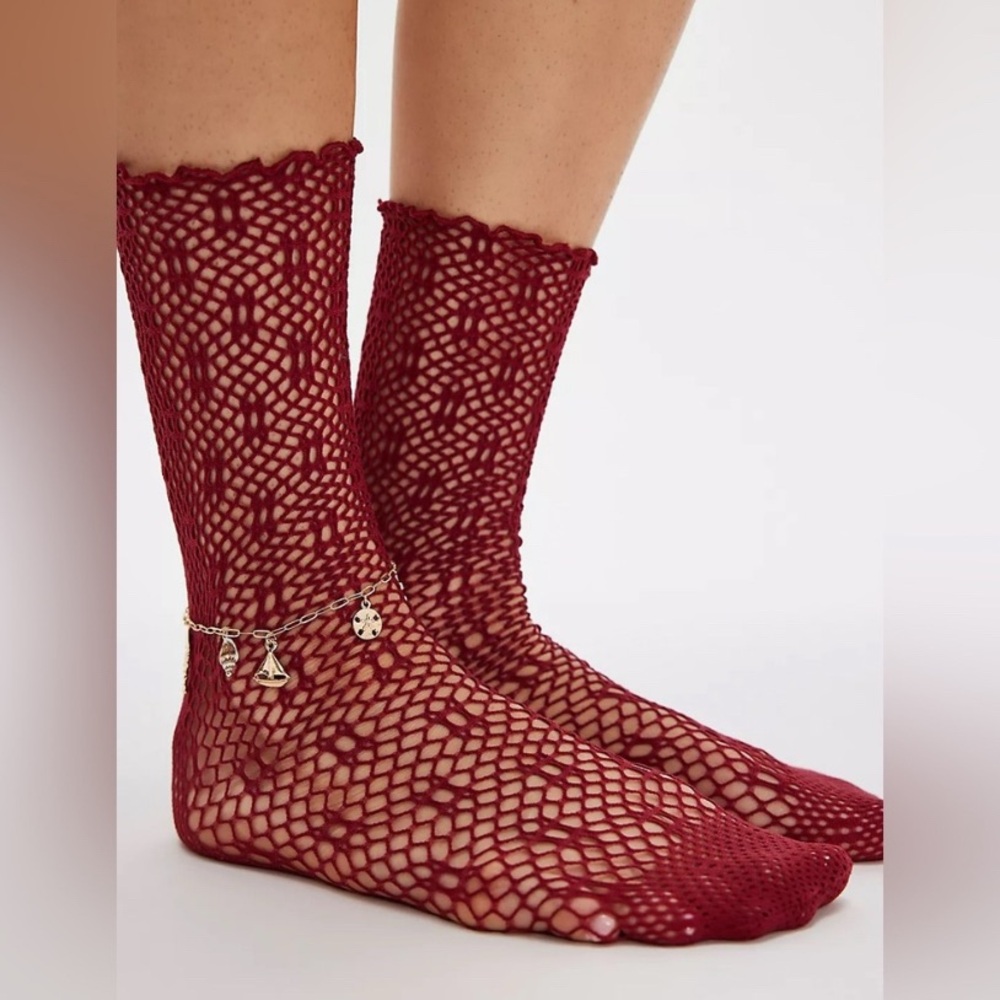 Free People Poppy Crochet Socks NWT